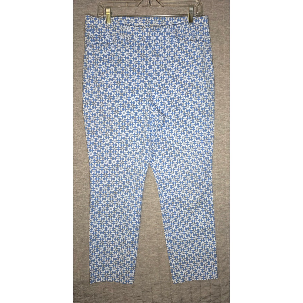 607 Old Navy HighRise Pixie Skin Pant Blue White Geometric Starburst Print Sz 12